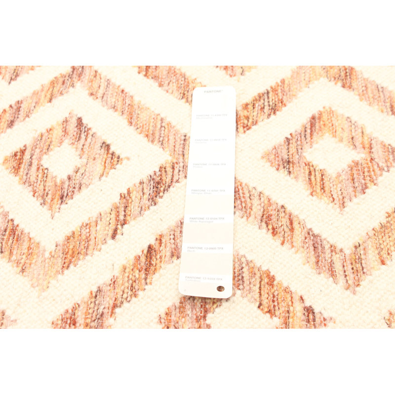 Tapis décoratif en laine de conception unique 4 pi x 5 pi 10 po noué à la main New Age en laine brun clair