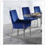 Ensemble de 2 chaises d'appoint rembourrées en velours bleu au fini argenté miroir