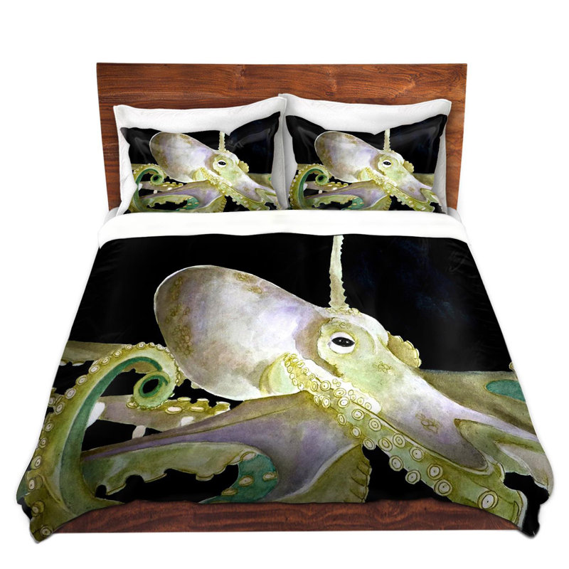 Ensemble de housse de couette octopus life sea life, 1 housse de couette grand + 2 taies standards