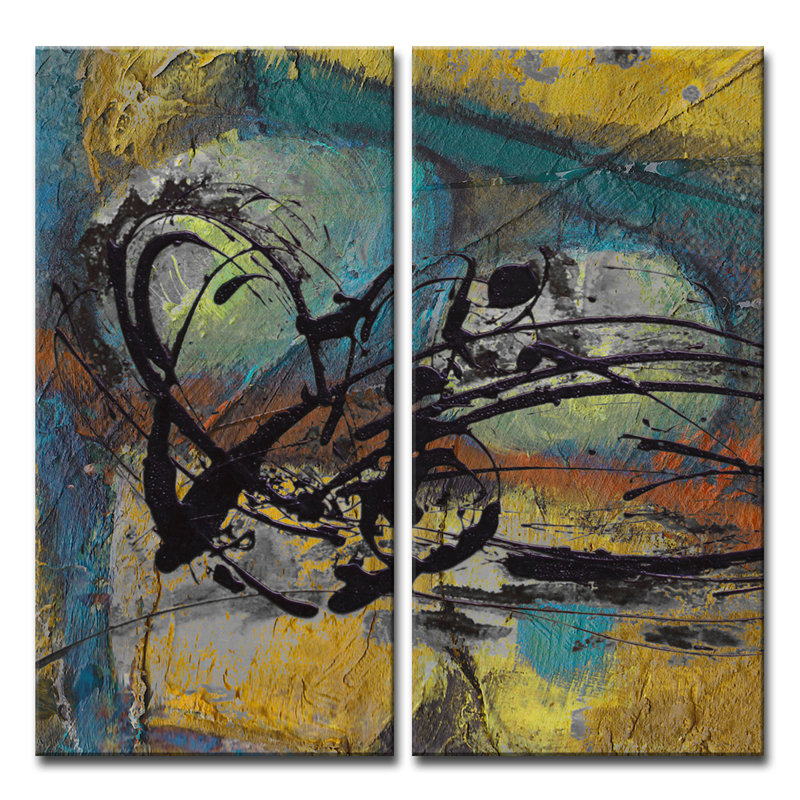 Abstract ABS VII - ensemble de 2 reproductions d'art graphique sur toile tendue, H 40 po x l 20 po x P 1,5 po