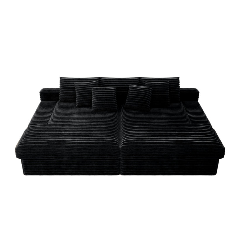 Siège de canapé modulaire 118,1 * 66,9 po, canapé rembourré compressé pour le salon, la chambre à coucher, l’appartement, aucun assemblage requis, combinaison libre de 2 pièces, tissu en velours côtelé moelleux