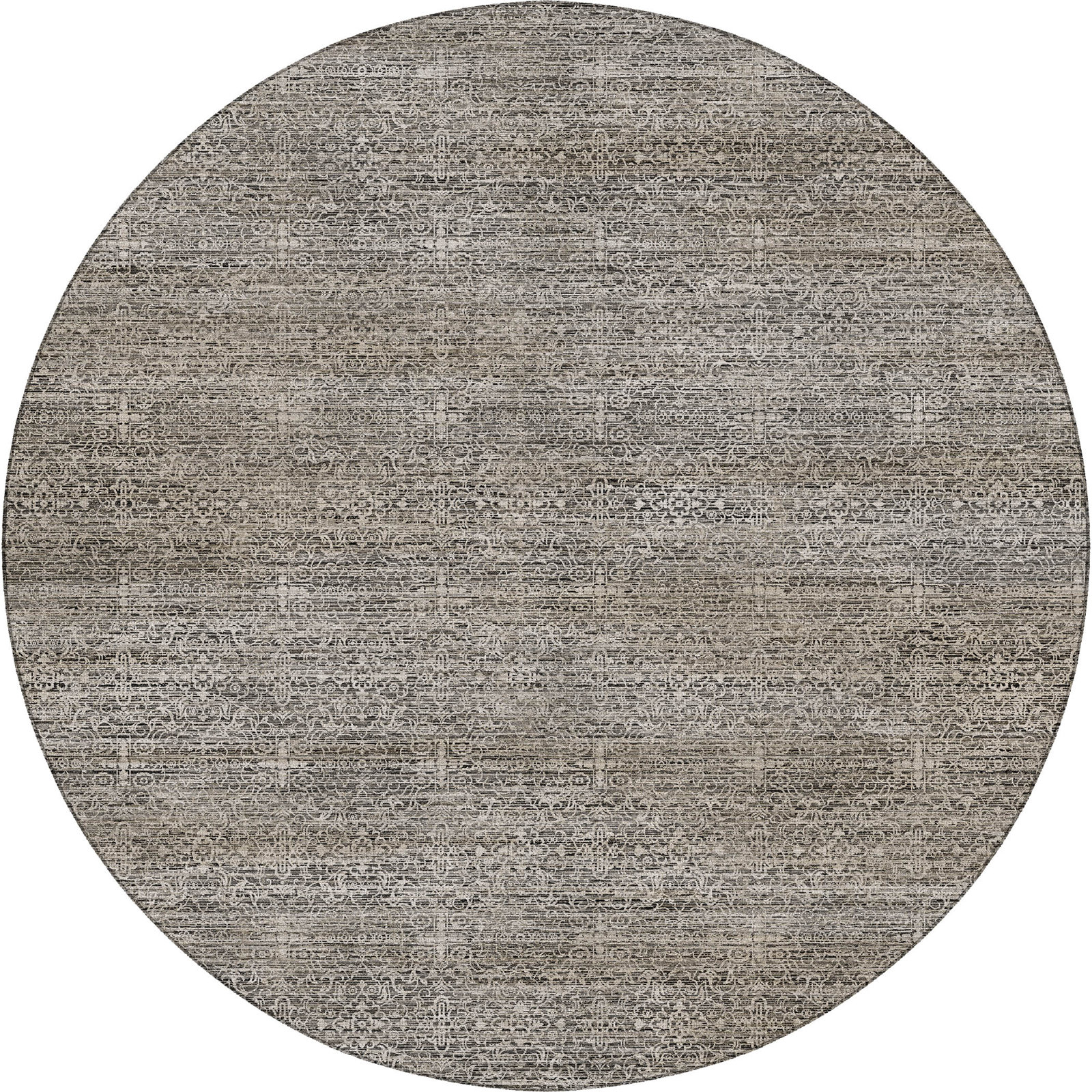 Premium Machine Washable Tirico Casual Rug, Silver, 8' Round