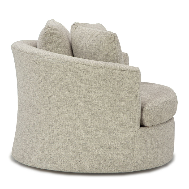 Upholstered Swivel Barrel Chair,  Pearl Performance Basketweave