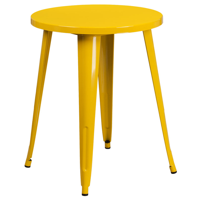 Pelzer 30'' Round Metal Indoor-Outdoor Table, Yellow, 29" H x 30" W x 30" D