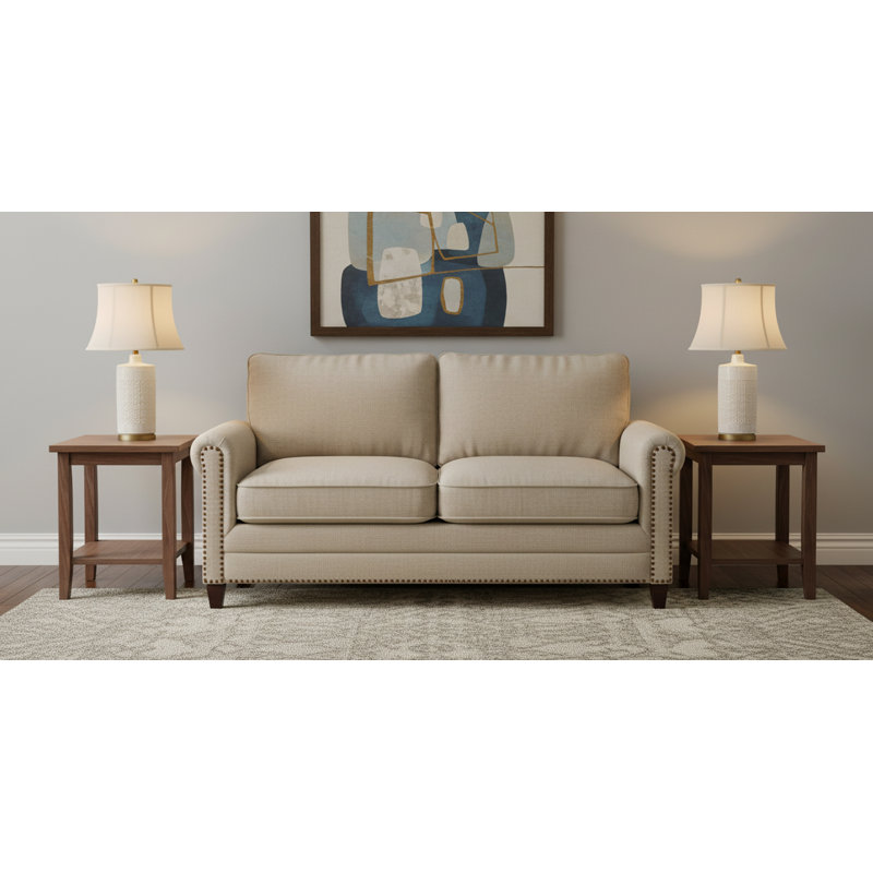 Ferrara 29 in. Ivory and Satin Antique Brass Table Lamp