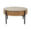 Table de bout en bois à lattes fabriquée à la main avec pieds noirs-1917371479