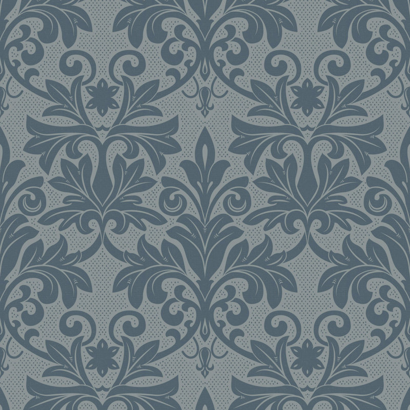 Rococo Relief - Pewter Blue Wallpaper, Paper