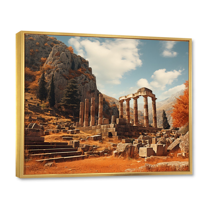 Grèce Grèce Mythos II sur toile, H 34 po x l 44 po x P 1,5 po, Cadre flottant doré
