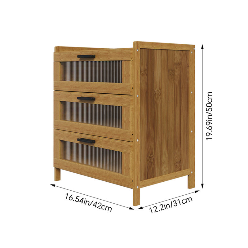 3-Drawer Narrow Bamboo Bedside Table