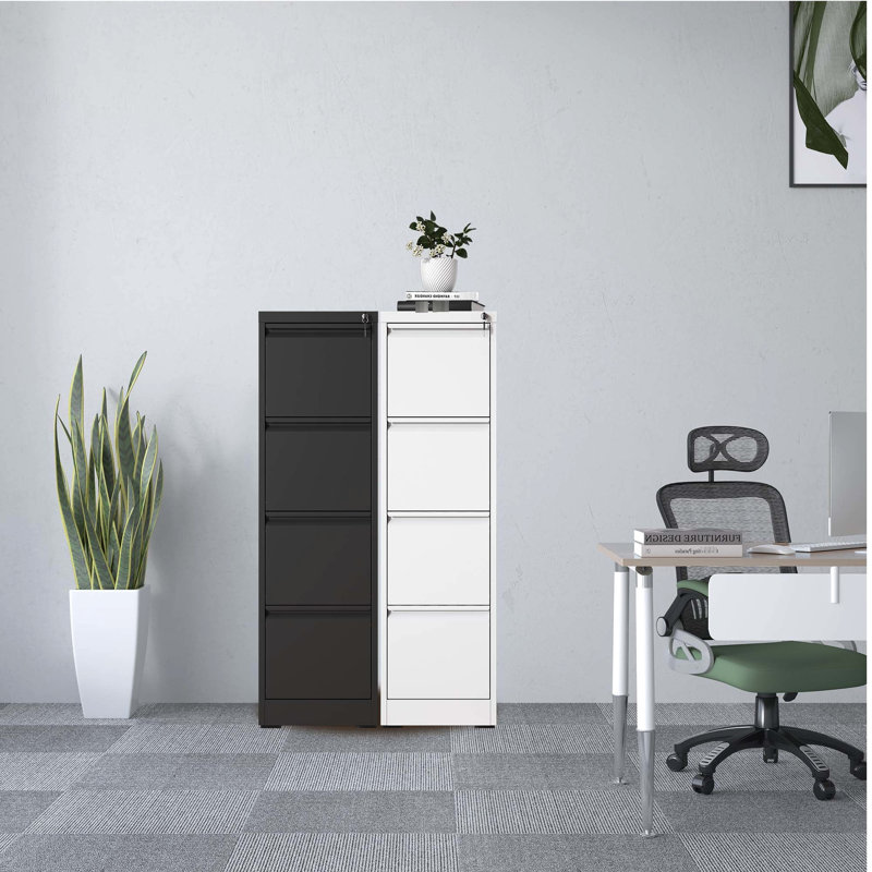 4 Drawer Metal File Cabinet With Lock, Steel Construction For Office/Home, Tilt, Full Extension Drawers Hassle- Storage And Retrieval Locking Drawers, Convenient Access