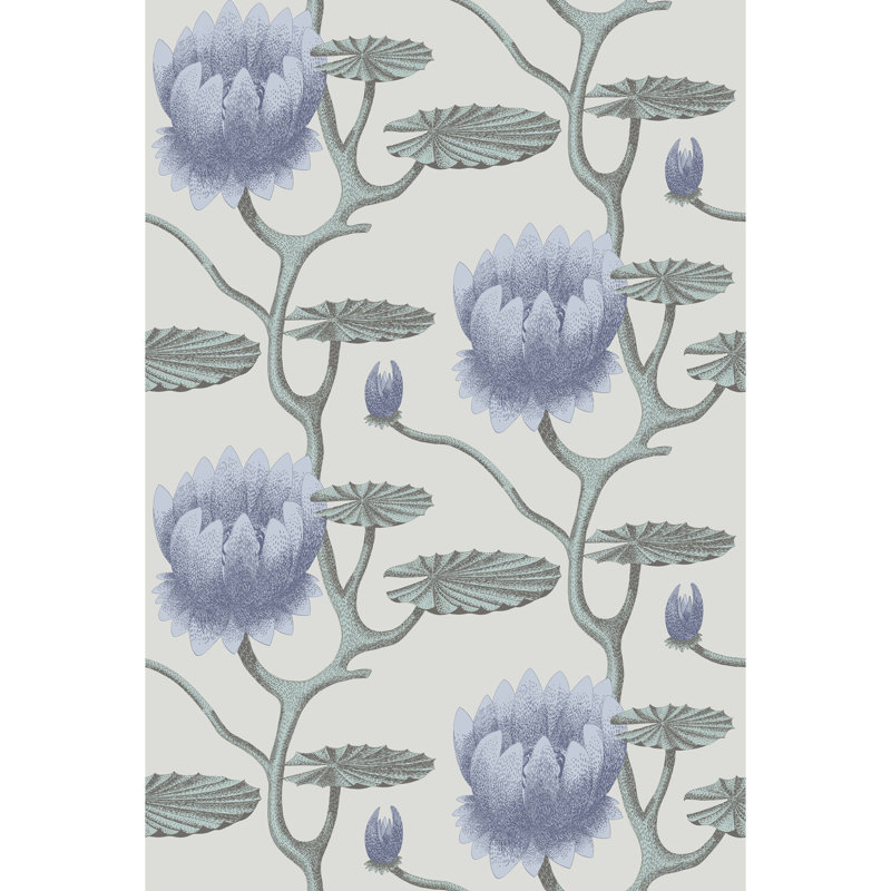 Summer Lily Floral Wallpaper Roll, Blue/Aqua/Pearl