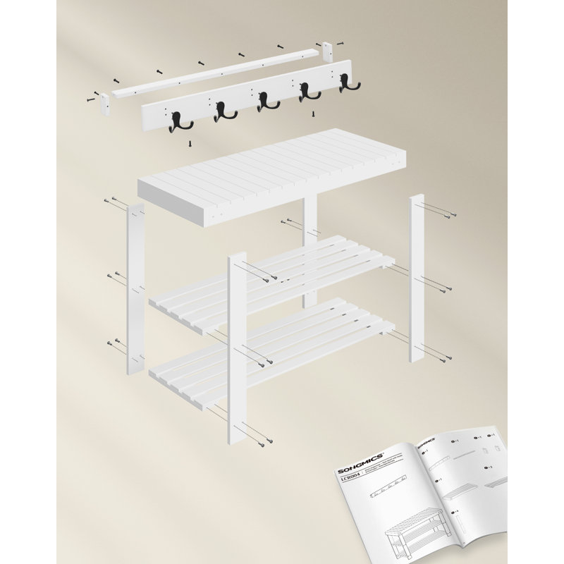 Mairead Hall Tree 75cm Wide with Bench and Shoe Storage, White