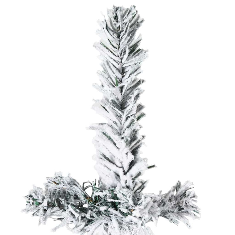 Artificial Half Christmas Tree Green and White PVC and Steel Wall Mounted Space Saving, Green/White, 7' H