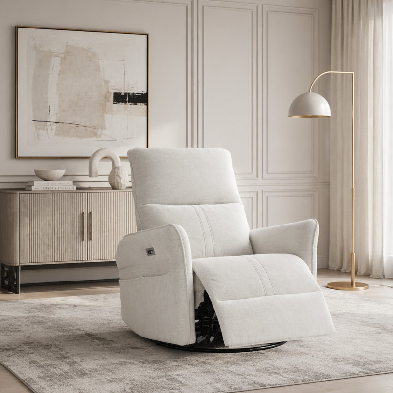 Fauteuil inclinable électrique à bascule, polyester, Gris clair, 270°