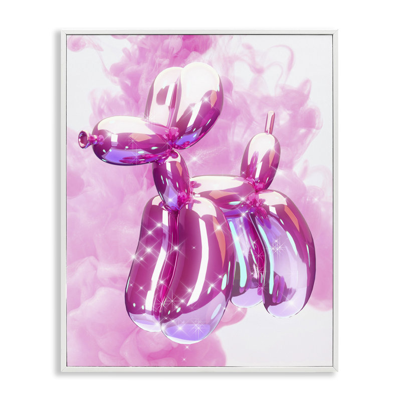 «Balloon Dog» avec art giclée par Ziwei Li, Giclée encadrée blanc bord de mer, H 14 po x l 11 po