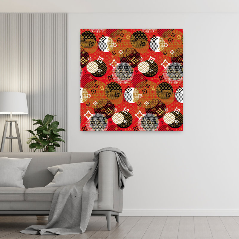 Élégant motif asiatique abstrait, art mural classique élégant, 48" H x 48" W