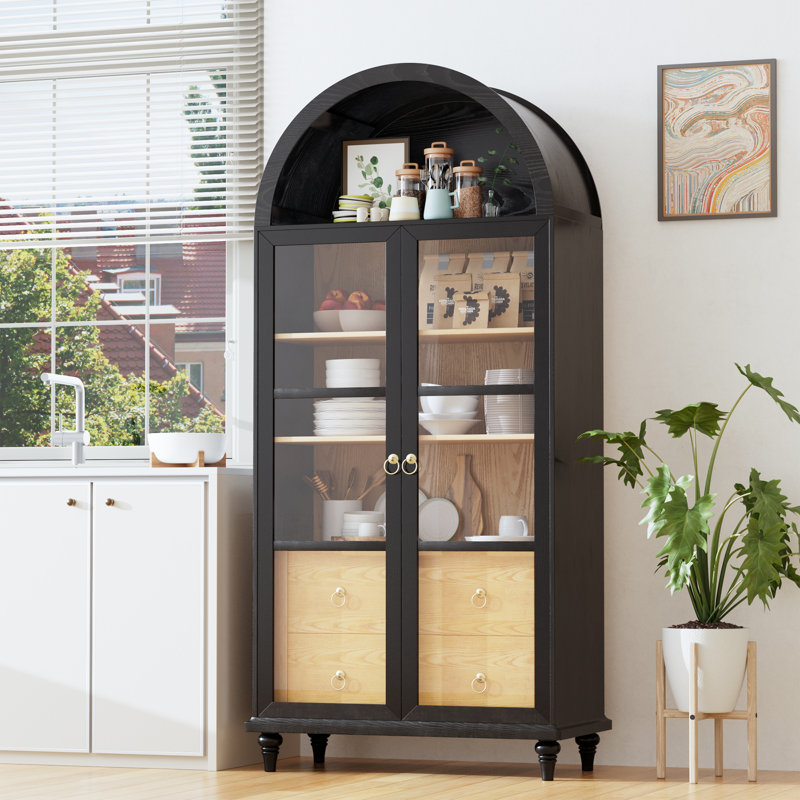 Garde-manger arqué de 70 po de hauteur avec rangement moderne et tiroirs