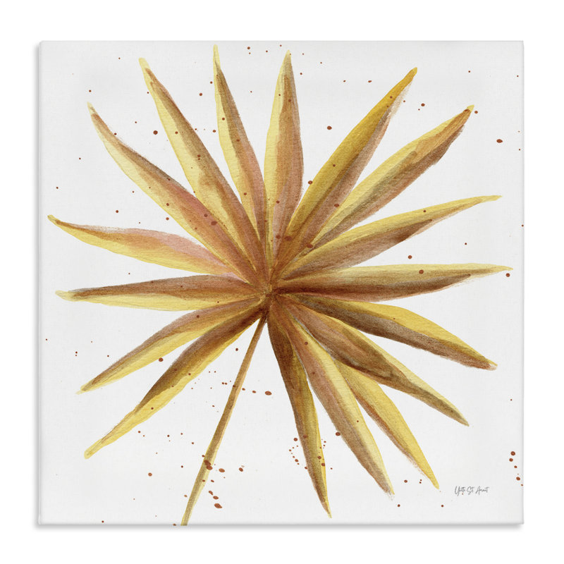 Art mural sur toile Golden Palm Frond par Yvette St. Amant, H 17 po x l 17 po