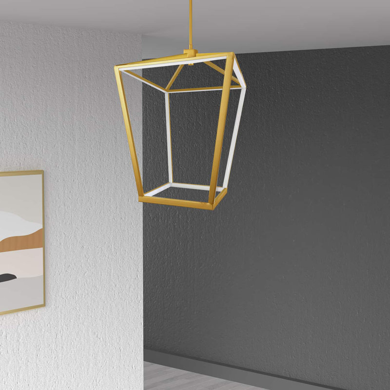 Lustre géométrique à 12 lumières Wampsville, Laiton vieilli