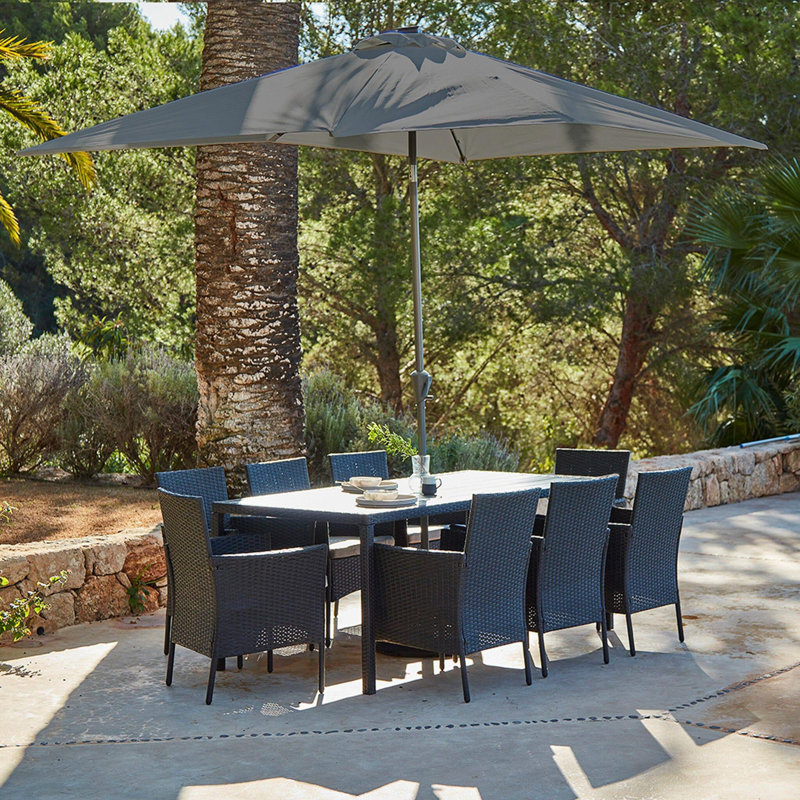 Renfoe 8 - Person Wicker Patio Dining Set with Rectangular Table