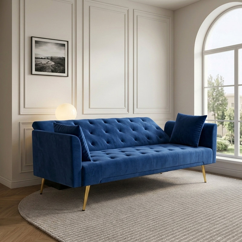 Chaise d'appoint 44,5 po avec repose-pieds, salon et chambre à coucher, Bleu