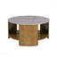 Table basse ronde avec matériaux mixtes avec tablette
