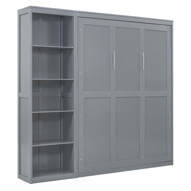Grand lit escamotable polyvalent avec tablettes pour optimiser l'espace et un sommeil confortable, Grand