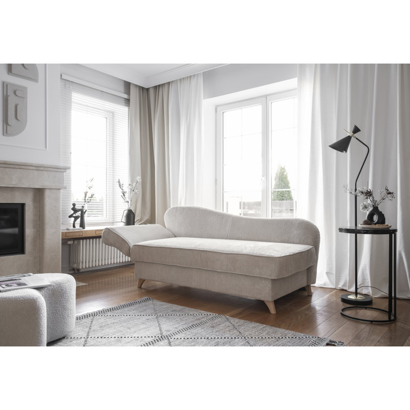 Chic Charlotte Storage Chaise Longue, Beige , Left facing