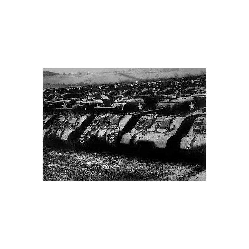 « sherman tanks », reproduction de photo, H 24 po x l 36 po x P 1,5 po