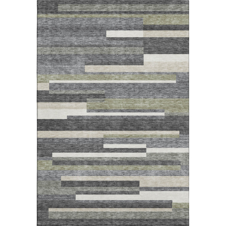 Premium Machine Washable Prisco Charcoal Rug