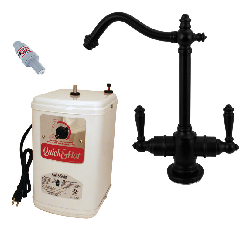 Victorian 9" 2-Handle Hot and Cold Water Dispenser Faucet with Instant Heating Tank, Matte Black