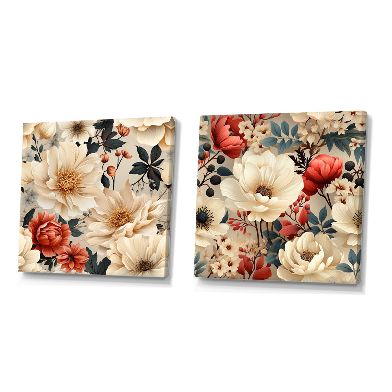 Orona - ensemble de 2 reproductions d'art sur toile florales, Toile tendue, H 30 po x l 61 po x P 1 po