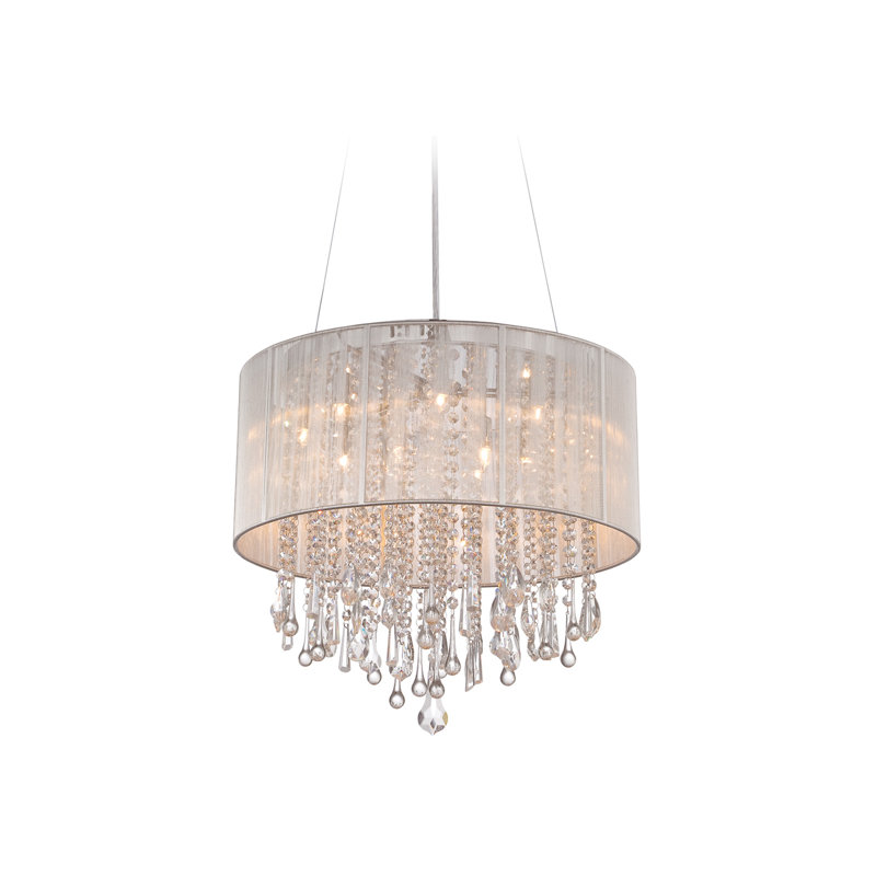 Macalester 12 - Light Steel Dimmable Drum Chandelier, 20" H x 32" W, Silver