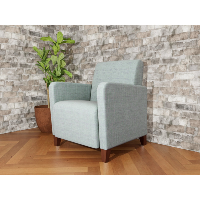 Fauteuil d'invité de réception Ravenna, Bois de noyer, Chambray écume de mer, Non inclus