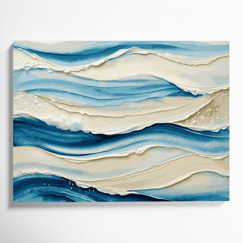 Toile horizontale rayée gris ciel, H 12 po x l 18 po