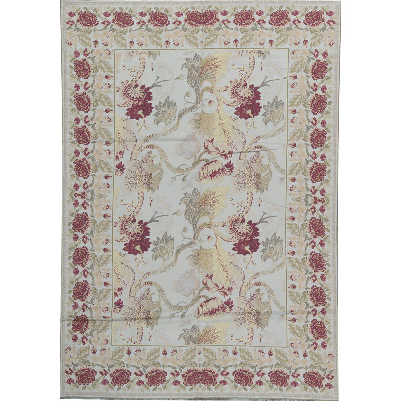 Hand-Knotted High-Quality Ivory Area Rug