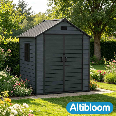 Altibloom 6 x 4.4 ft resin storage shed, 180 cu ft, weatherproof with floor and lockable door