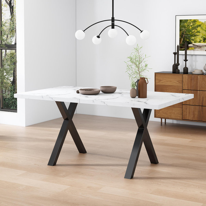 Dining Table With Cross-leg, White