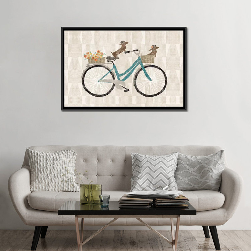Doxie Ride I, impression sur toile tendue, H 18 po x l 26 po x P 1,5 po, Toile encadrée noire, Pas de tapis