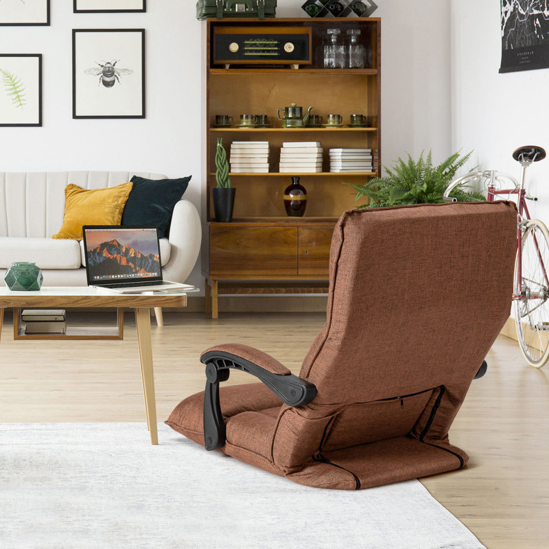Isabelle & Max Caceres Reclining Floor Game Chair in Grey, Brown