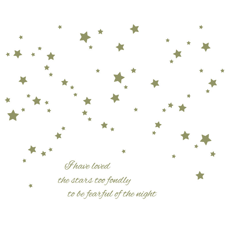 Adhésif décoratif "j’ai aimé les étoiles", H 48 po x l 60 po x P 0,01 po, Olive
