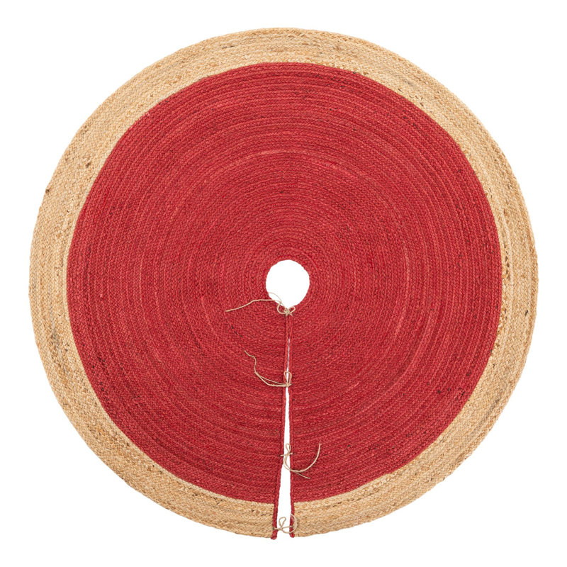 Jupe d'arbre de Noël à tisser Unique, Rond 5 pi 1 po, Rouge