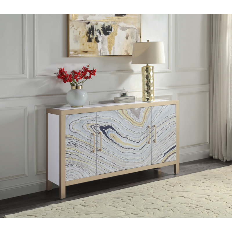 Console Taomi en grain de pierre et finition dorée AC00283