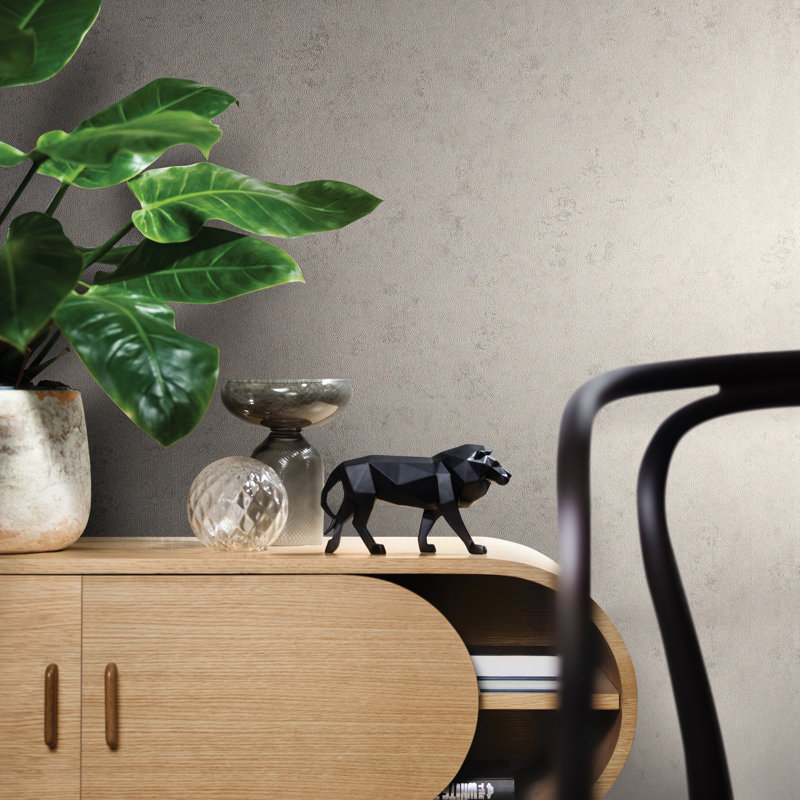 Air Collection Arid Concrete Textured Wallpaper Roll, Beige