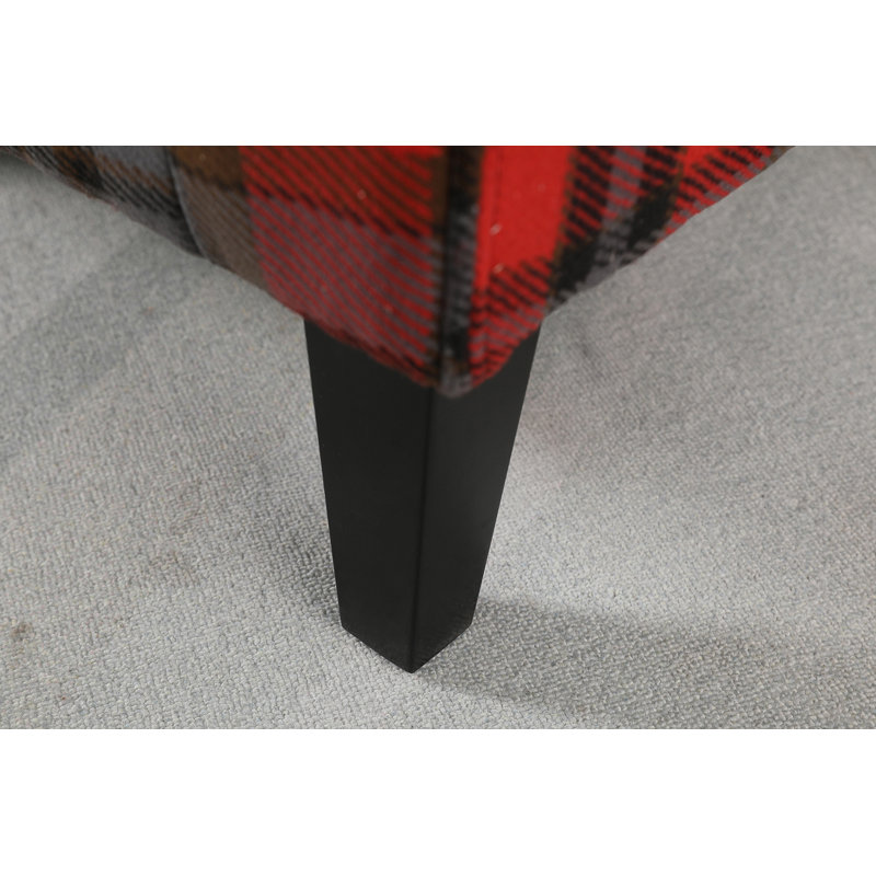 Labrea Upholstered Armchair, Red/Gray Plaid Linen Blend