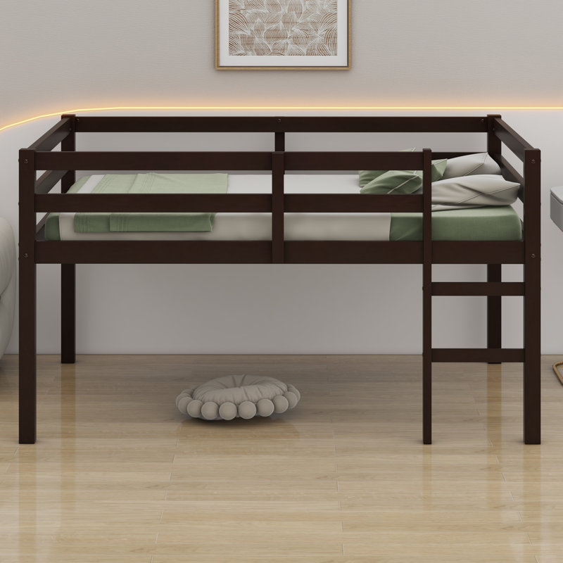 Lit mezzanine en bois avec échelle, Espresso