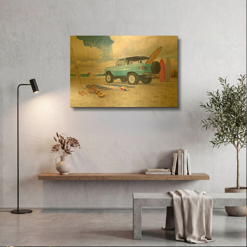 « Balade sur la plage I » de James Wiens, tableau mural en métal doré, 91,4 cm x 61 cm, 36 po x 24 po