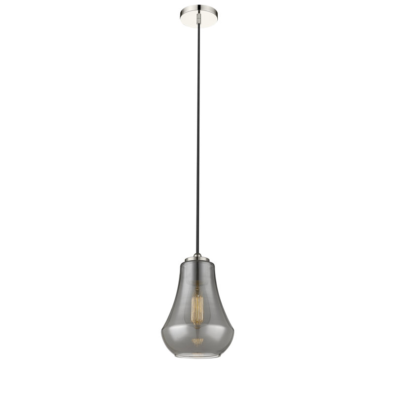 1 - Light Single Pendant, 130.5" H x 7" W x 7" D, Plated Smoke, Polished Nickel