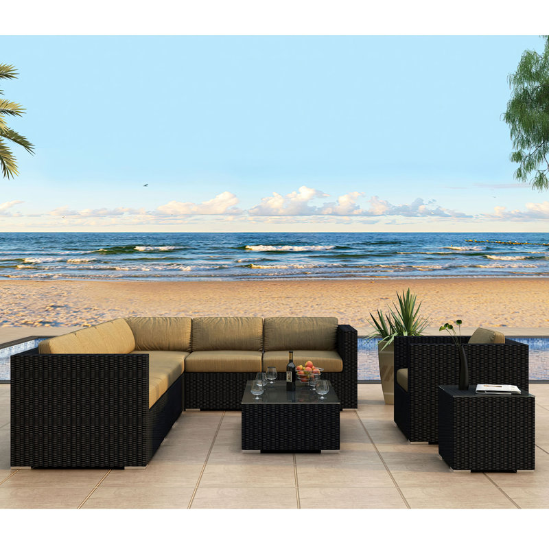 Urbana Outdoor 9 - Piece Conversation Set, Spectrum Peacock Sunbrella® Plainweave