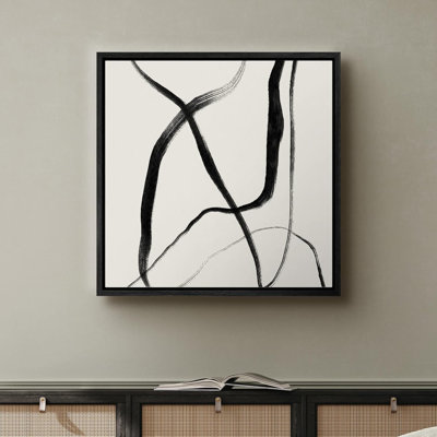 «Black Grey Paint Stroke Curve Collage», reproduction sur toile flottante